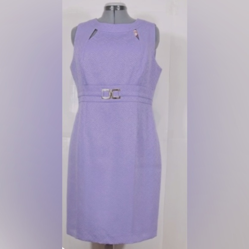 Tahari Lavender Midi Dress with Belt Detail Size 4